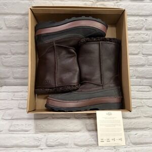 UGG‎ Australia Pueblo Men's Brown Leather Sheepskin  Linning Pull-On Boots Sz 12